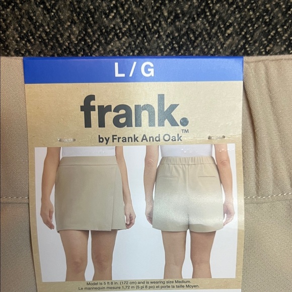 NWT Frank And Oak Beige Skort Shorts sz L Recycled Polyester - Picture 2 of 9